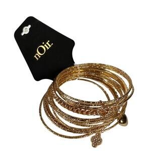nOir Jewelry Gold Stackable Bangle Bracelet Set
